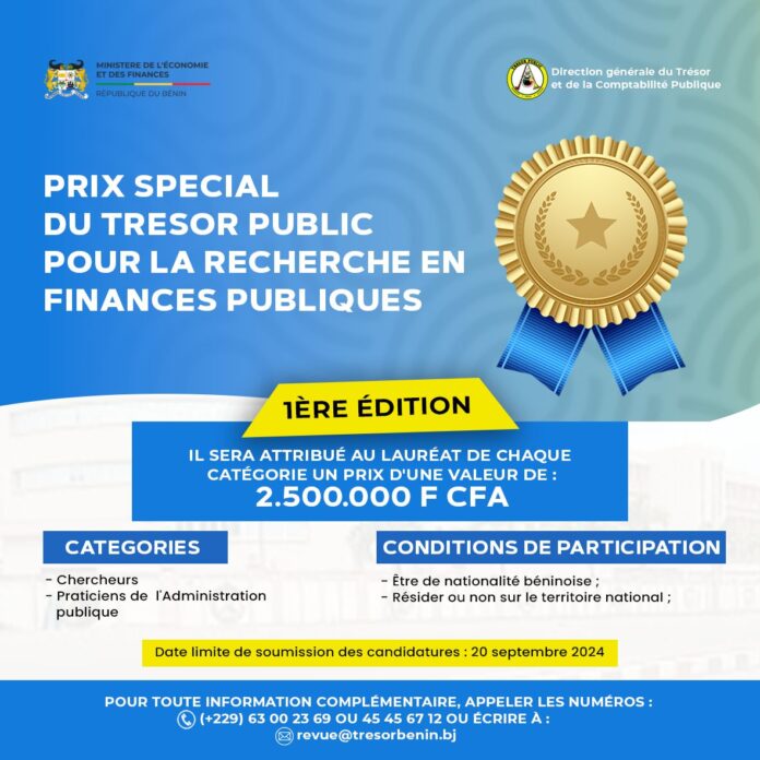 BENIN – FINANCES PUBLIQUES : Lancement d’un appel à soumission d’articles pour le Prix Spécial du Trésor Public