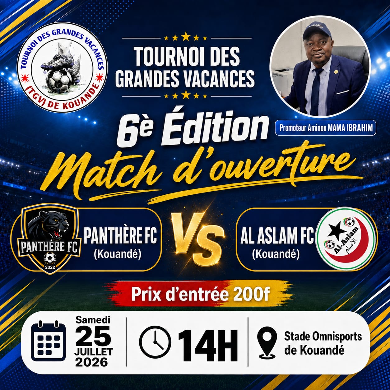 6È ÉDITION DU TOURNOI DES GRANDES VACANCES (TGV) : Aminou Mama Ibrahim relance la passion du football à Kouandé